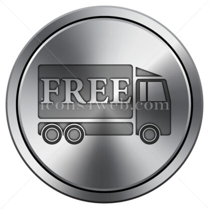Free delivery truck icon. Round icon imitating metal. - Website icons