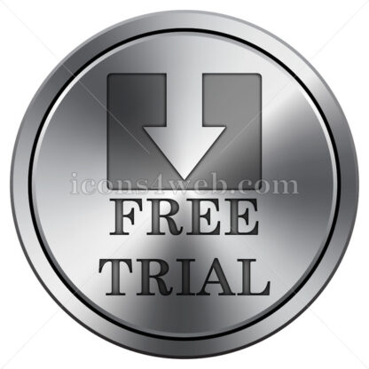 Free trial icon. Round icon imitating metal. - Website icons