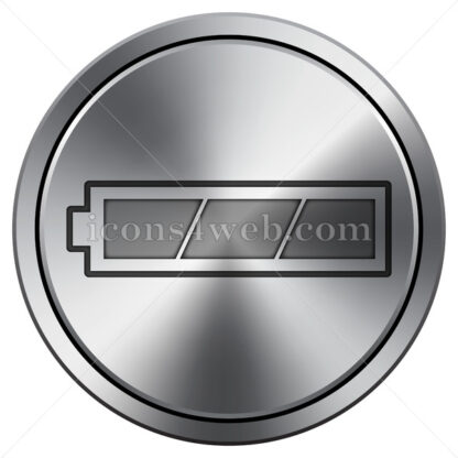 Fully charged battery icon. Round icon imitating metal. - Website icons