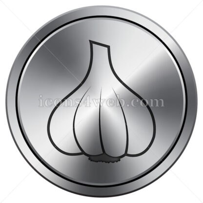 Garlic icon. Round icon imitating metal. - Website icons