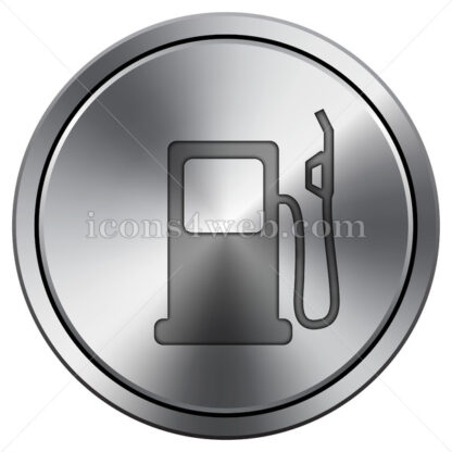 Gas pump icon. Round icon imitating metal. - Website icons
