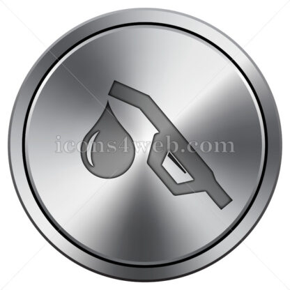 Gasoline pump nozzle icon. Round icon imitating metal. - Website icons