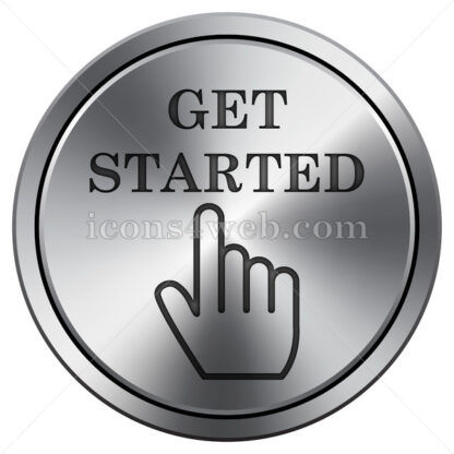 Get started icon. Round icon imitating metal. - Website icons