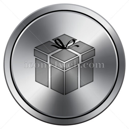 Gift icon. Round icon imitating metal. - Website icons
