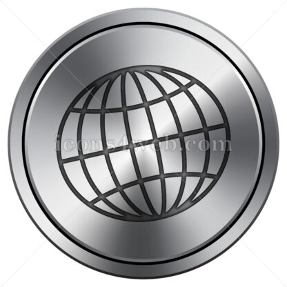 Globe icon. Round icon imitating metal. - Website icons