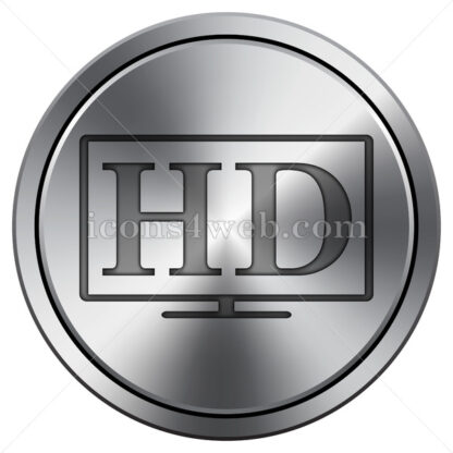 HD TV icon. Round icon imitating metal. - Website icons