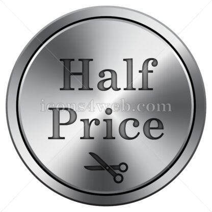 Half price icon. Round icon imitating metal. - Website icons