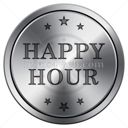 Happy hour icon. Round icon imitating metal. - Website icons