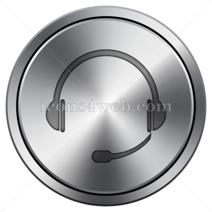 Headphones icon. Round icon imitating metal. - Website icons