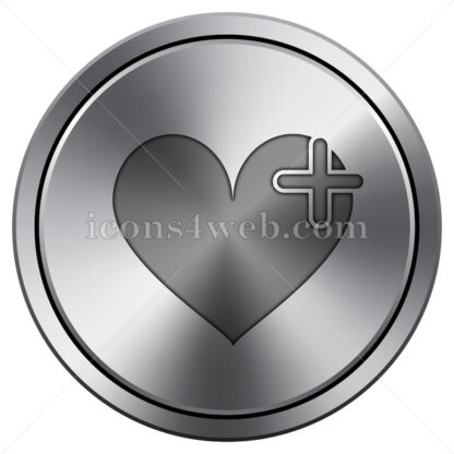 Heart with cross icon. Round icon imitating metal. - Website icons
