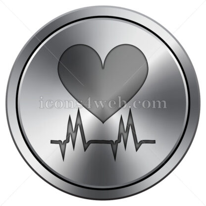 Heartbeat  icon. Round icon imitating metal. - Website icons