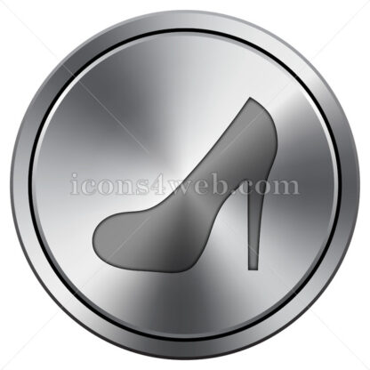High heel icon. Round icon imitating metal. - Website icons
