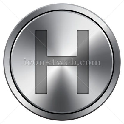Hospital icon. Round icon imitating metal. - Website icons