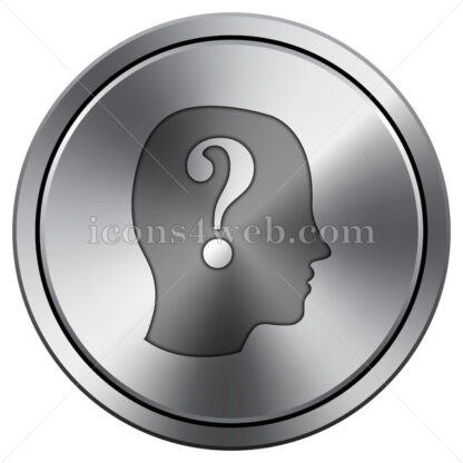 Human head with question mark icon. Round icon imitating metal. - Website icons
