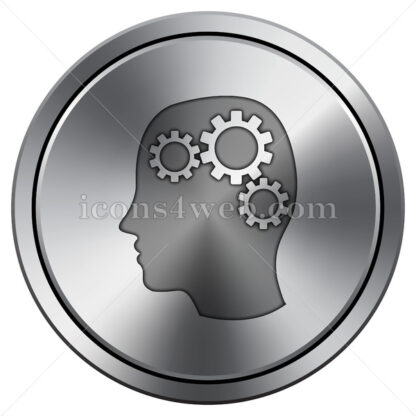 Human intelligence icon. Round icon imitating metal. - Website icons