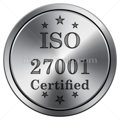 ISO 27001 icon. Round icon imitating metal. - Website icons