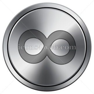 Infinity sign icon. Round icon imitating metal.