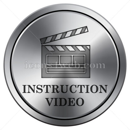 Instruction video icon. Round icon imitating metal. - Website icons