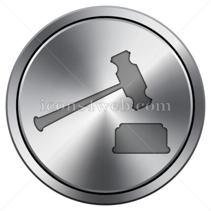 Judge hammer icon. Round icon imitating metal. - Website icons