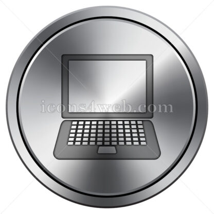 Laptop icon. Round icon imitating metal. - Website icons