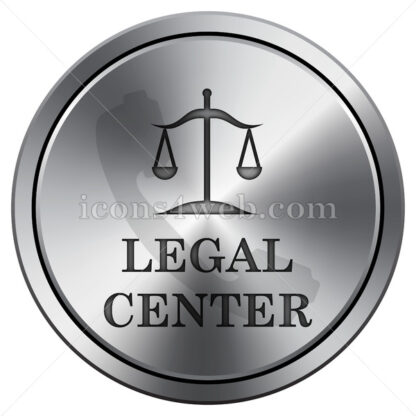 Legal center icon. Round icon imitating metal. - Website icons