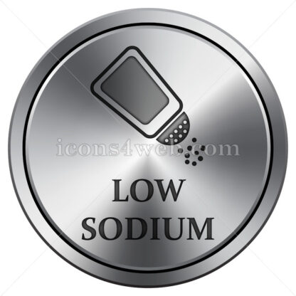 Low sodium icon. Round icon imitating metal. - Website icons
