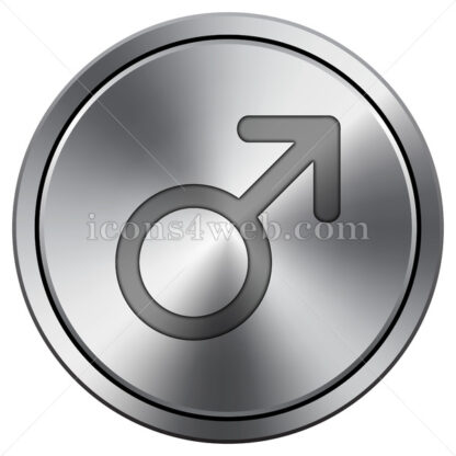 Male sign icon. Round icon imitating metal. - Website icons