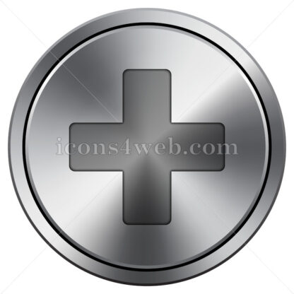 Medical cross icon. Round icon imitating metal. - Website icons