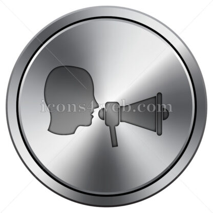 Megaphone icon. Round icon imitating metal. - Website icons