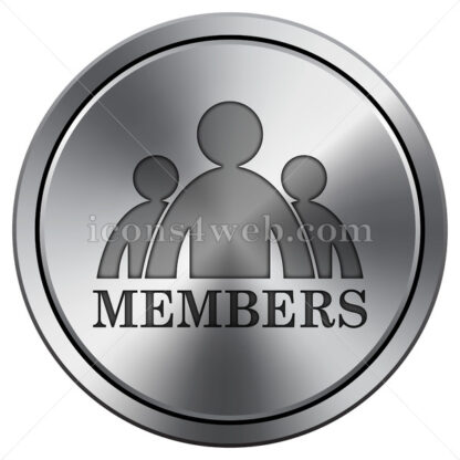 Members icon imitating metal with carved design. Round icon. - Website icons