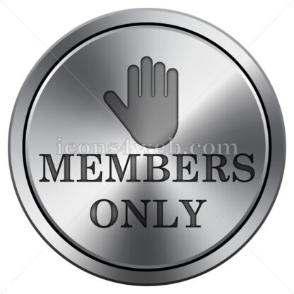 Members only icon imitating metal with carved design. Round icon. - Website icons