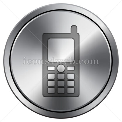 Mobile phone icon. Round icon imitating metal. - Website icons