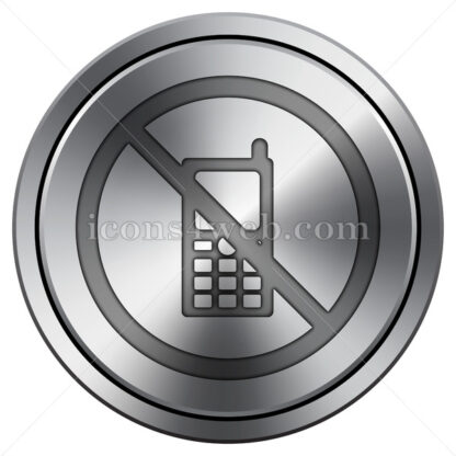 Mobile phone restricted icon. Round icon imitating metal. - Website icons