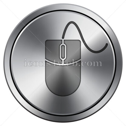 Mouse  icon. Round icon imitating metal. - Website icons