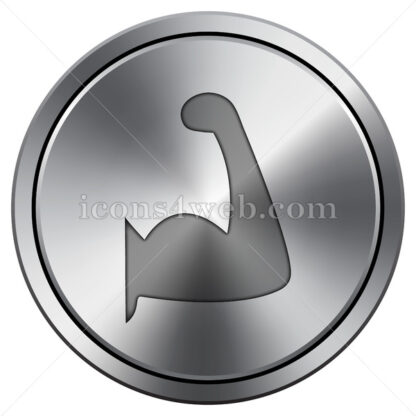 Muscle icon. Round icon imitating metal. - Website icons