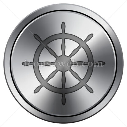 Nautical wheel icon. Round icon imitating metal. - Website icons
