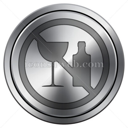 No alcohol icon. Round icon imitating metal. - Website icons