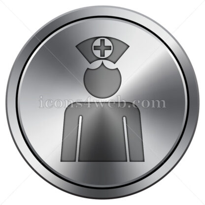 Nurse icon. Round icon imitating metal. - Website icons