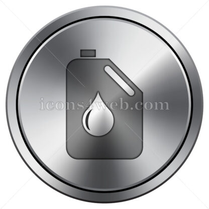 Oil can icon. Round icon imitating metal. - Website icons