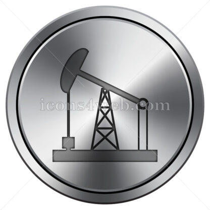 Oil pump icon. Round icon imitating metal. - Website icons