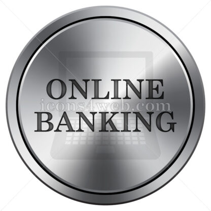 Online banking icon. Round icon imitating metal. - Website icons