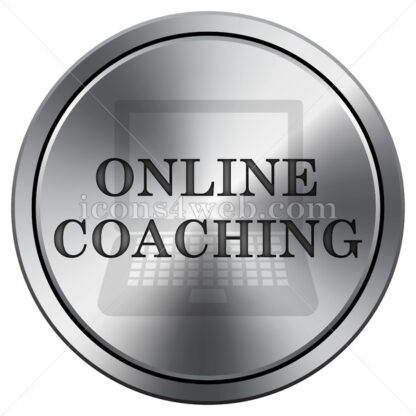 Online coaching icon. Round icon imitating metal. - Website icons