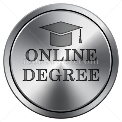 Online degree icon. Round icon imitating metal. - Website icons
