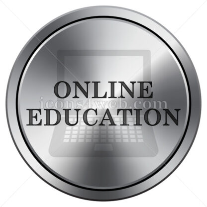 Online education icon. Round icon imitating metal. - Website icons