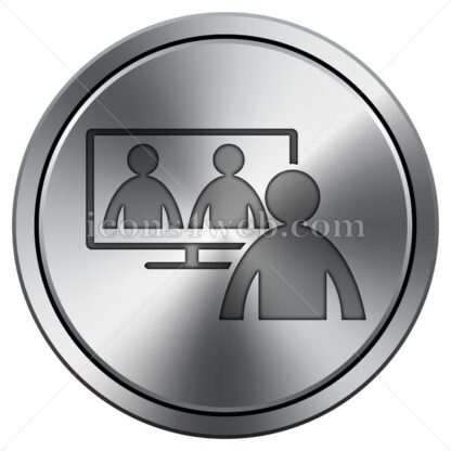 Online meeting icon. Round icon imitating metal. - Website icons
