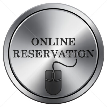 Online reservation icon. Round icon imitating metal. - Website icons