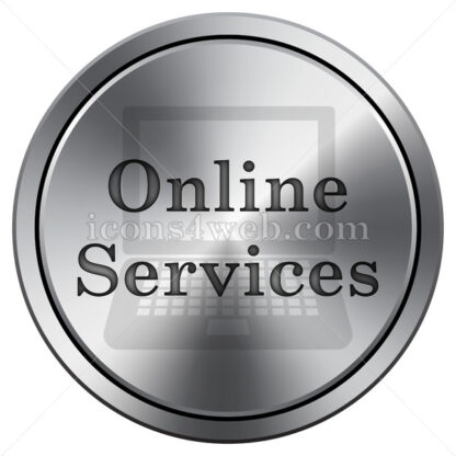 Online services icon. Round icon imitating metal. - Website icons