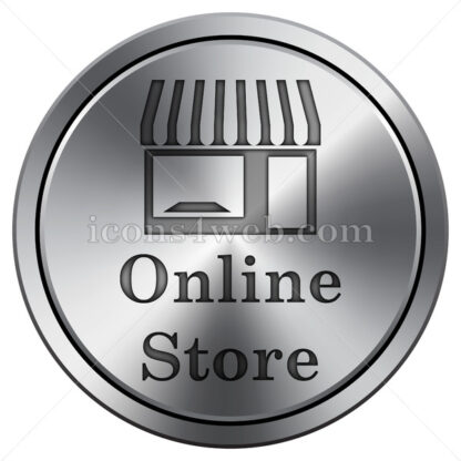Online store icon. Round icon imitating metal. - Website icons
