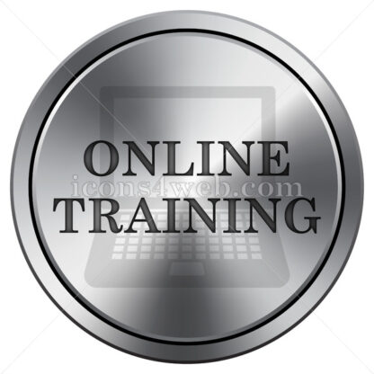 Online training icon. Round icon imitating metal. - Website icons
