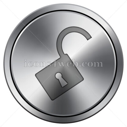 Open lock icon. Round icon imitating metal. Security icon. - Website icons